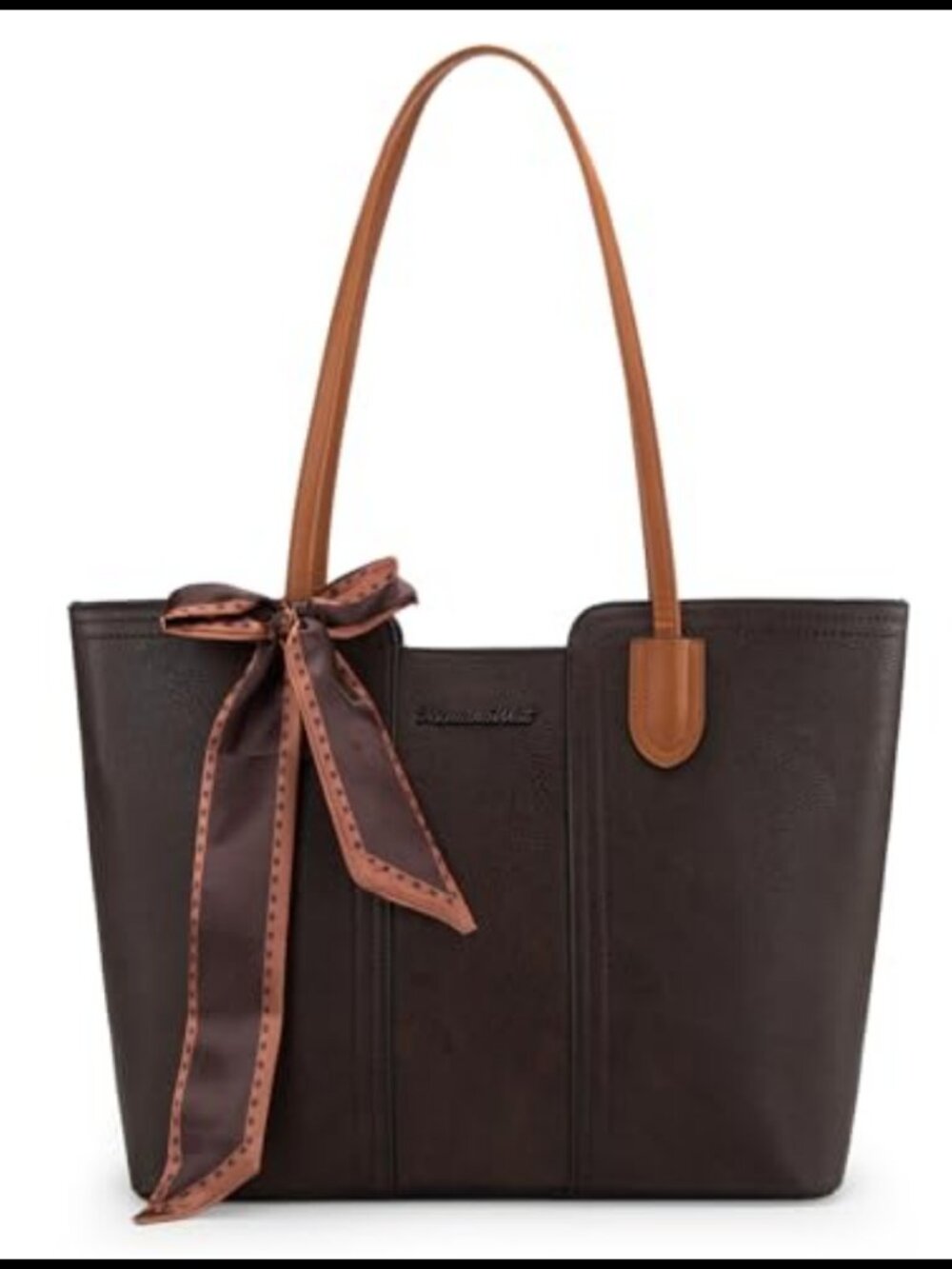Montana West Vegan Leather Tote Bag Top Handle Satchel Purse with Scarf